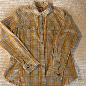 Stio Women's Esther Plaid Button-Up Shirt - Yellow and Gray